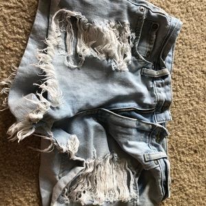 light washed ripped shorts
